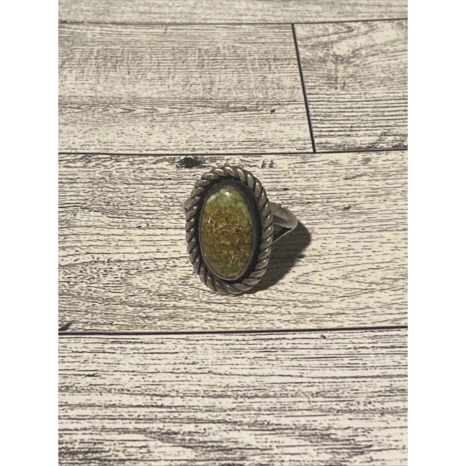 Sz 11 Native American Sterling Silver Natural Turquoise Southwestern Ring Vtg
